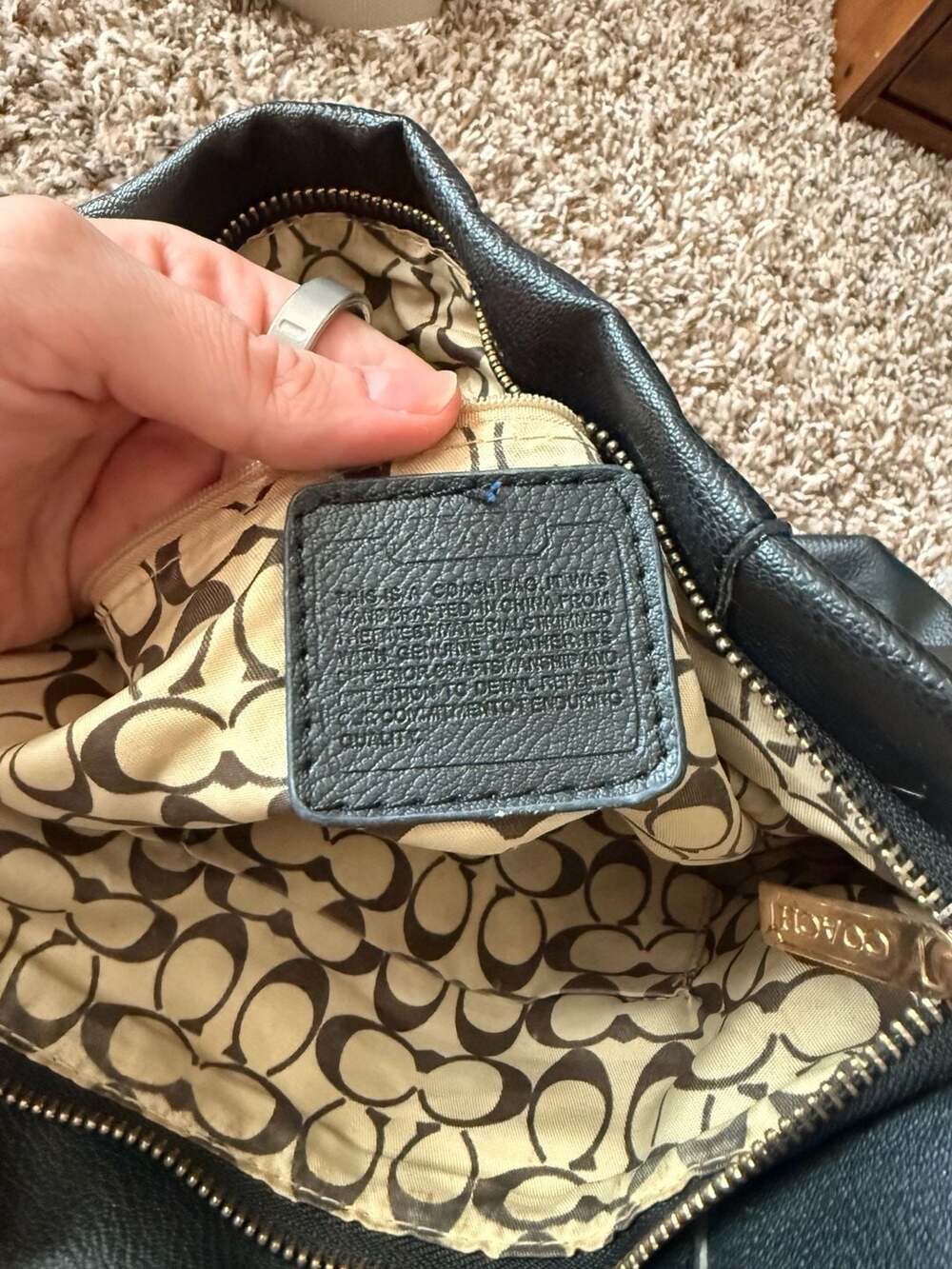 Vintage Coach Black Leather Hobo Shoulder Bag Purse